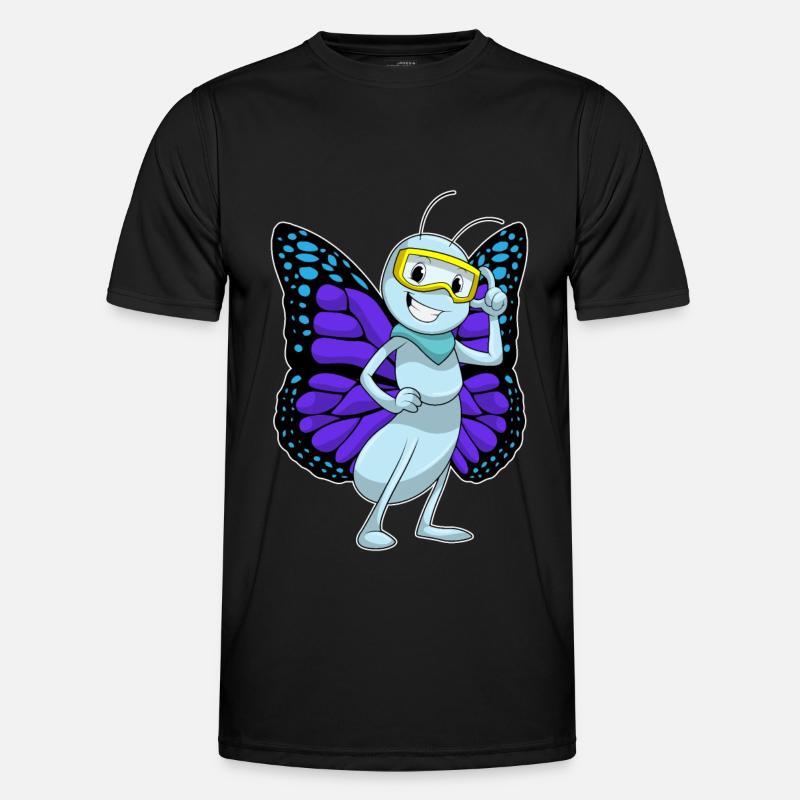 Butterfly with glasses - Men's Functional T-Shirt - black