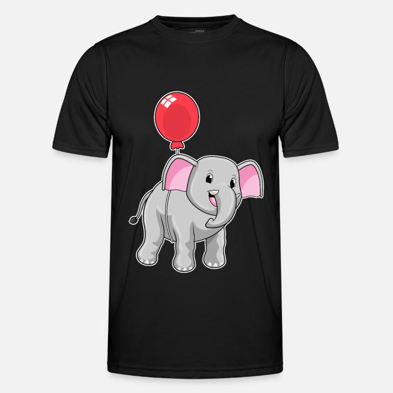Elephant with balloon - Men's Functional T-Shirt - black