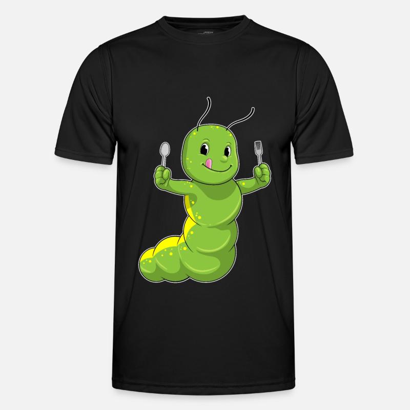 Raupe mit Löffel & Gabel - Männer Funktions-T-Shirt - Schwarz