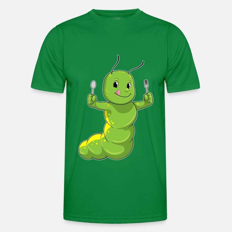 Raupe mit Löffel & Gabel Männer Funktions-T-Shirt