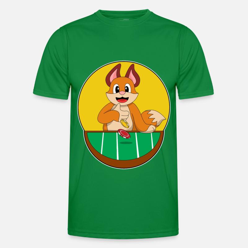 Fuchs bei Poker mit Pokerchips Männer Funktions-T-Shirt