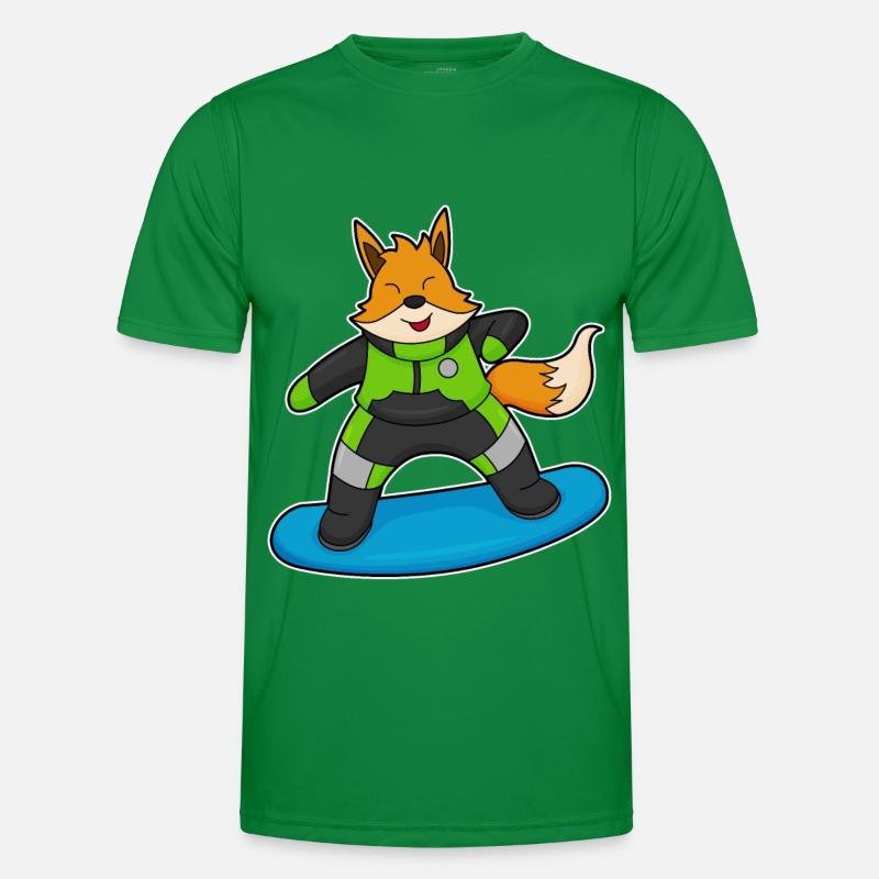 Fuchs als Snowboarder mit Snowboard Männer Funktions-T-Shirt