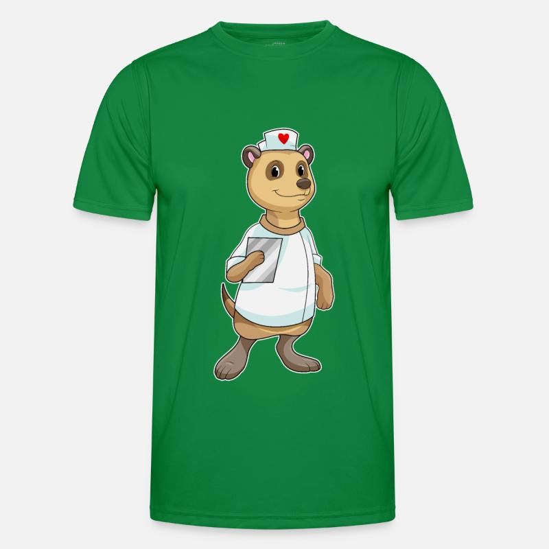 Erdmännchen als Krankenschwester mit Herz Männer Funktions-T-Shirt