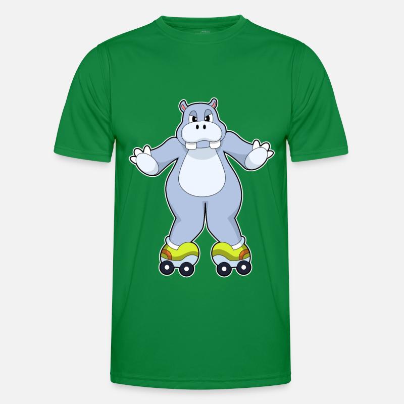 Nilpferd mit Rollschuhe Männer Funktions-T-Shirt