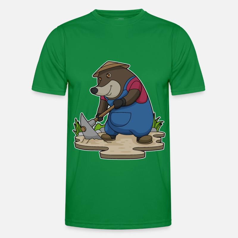 Mole as a farmer with a hoe Men's Functional T-Shirt