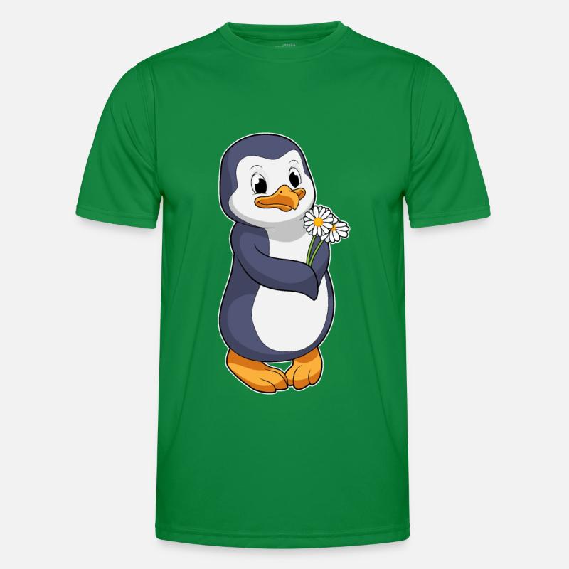 Pinguin mit Gänseblümchen Männer Funktions-T-Shirt
