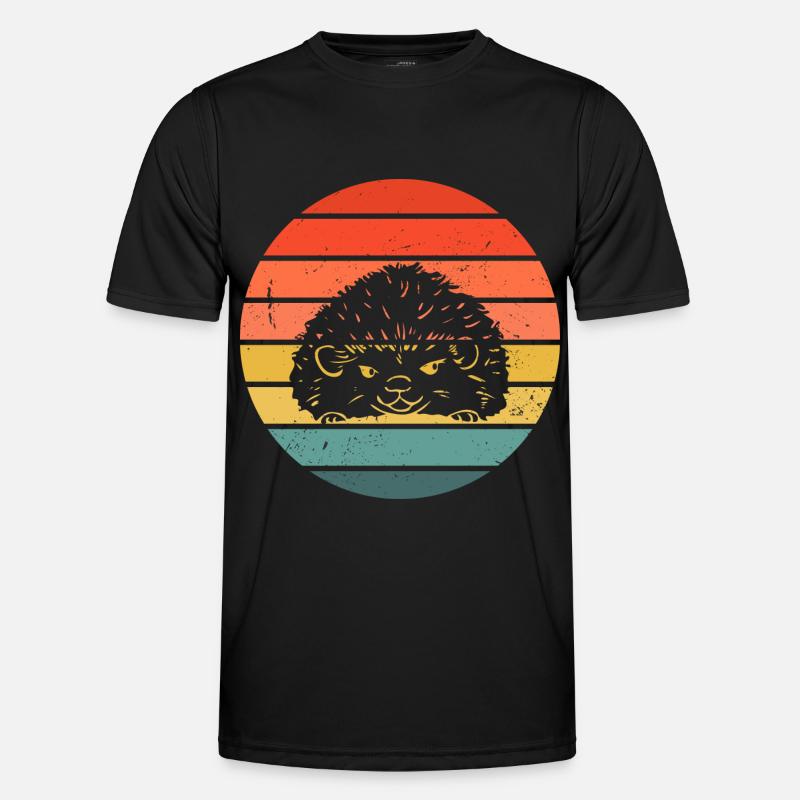 Hedgie Retro Sunset Hedgehog - Men's Functional T-Shirt - black