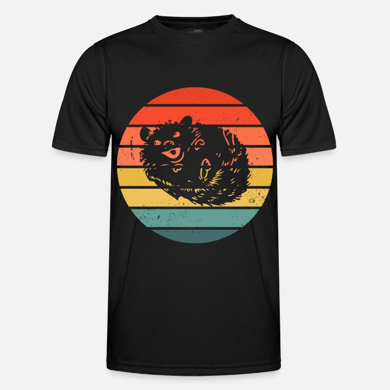 Hedgie Retro Sunset Hedgehog - Men's Functional T-Shirt - black