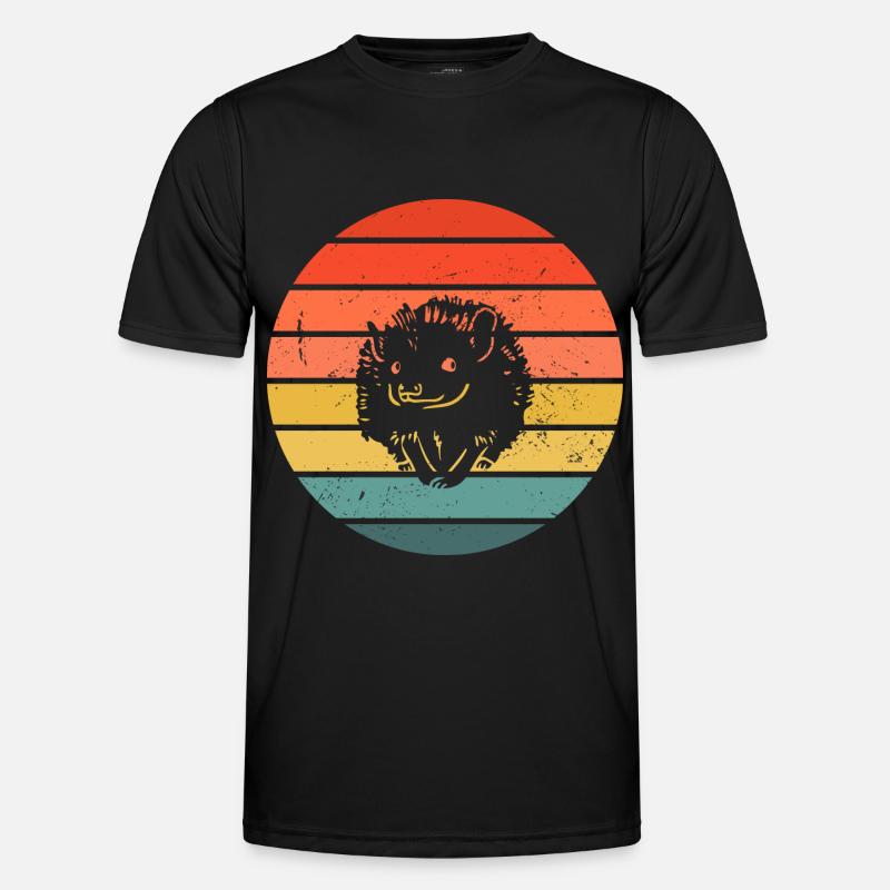 Hedgie Retro Sunset Hedgehog - Men's Functional T-Shirt - black