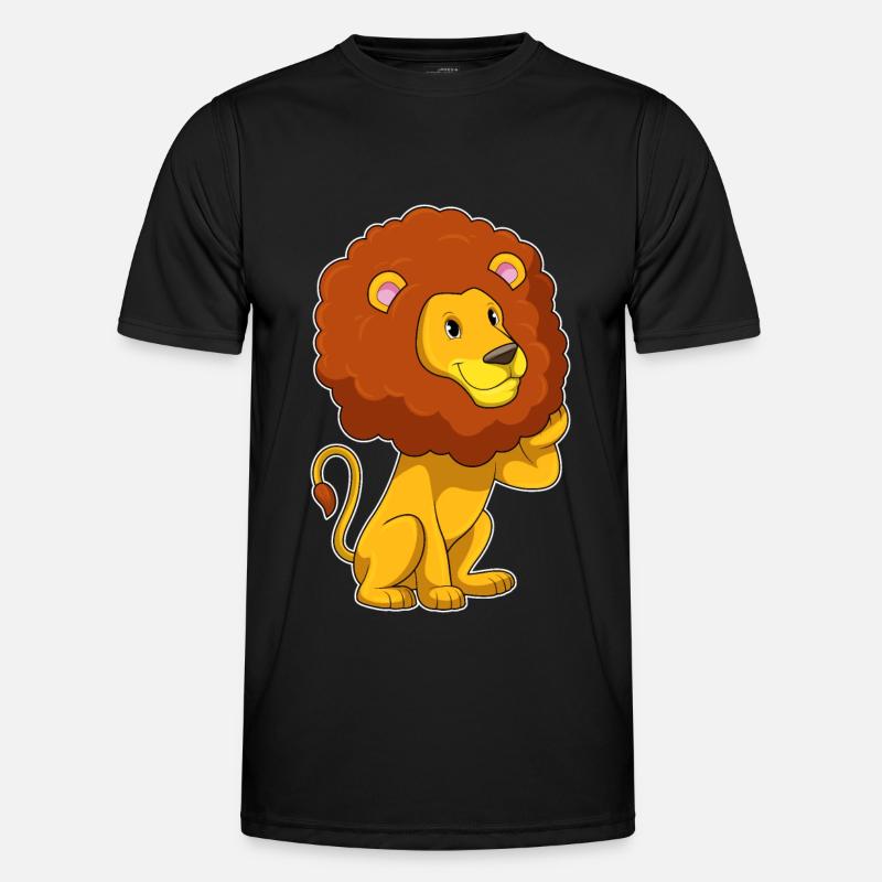 Lion with curls - Men's Functional T-Shirt - black