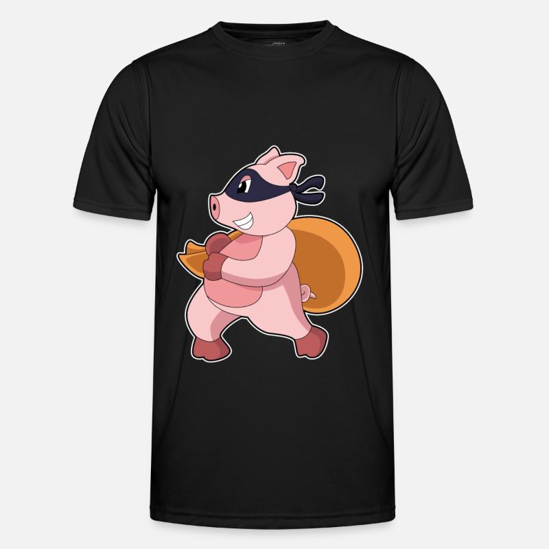 Pig as jogger - Men's Functional T-Shirt - black