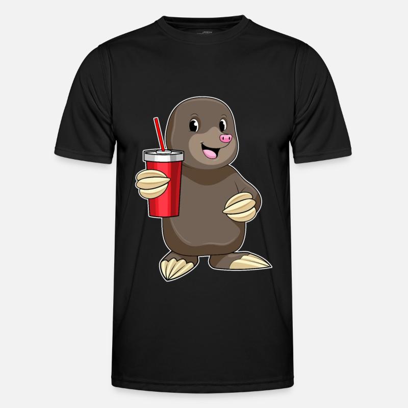 Mole with drinking cup - Men's Functional T-Shirt - black