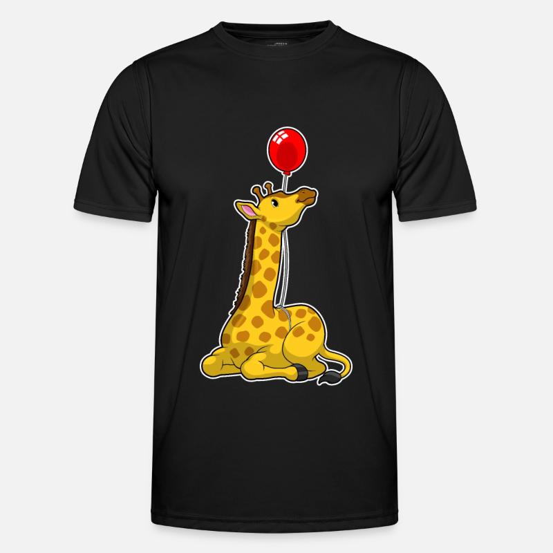 Giraffe with balloon - Men's Functional T-Shirt - black