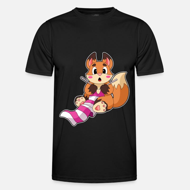 Fuchs mit Schal - Männer Funktions-T-Shirt - Schwarz