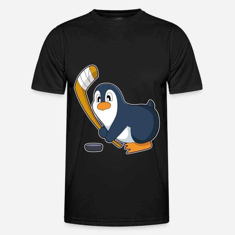 Pinguin Eishockey Eishockeyschläger - Männer Funktions-T-Shirt - Schwarz