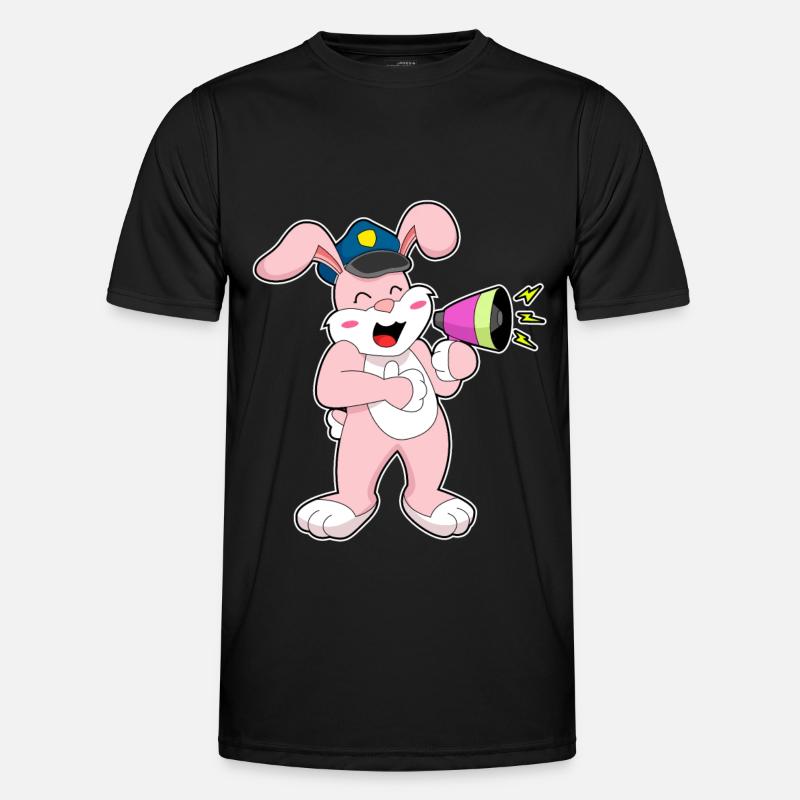 Rabbit Policeman Microphone - Men's Functional T-Shirt - black