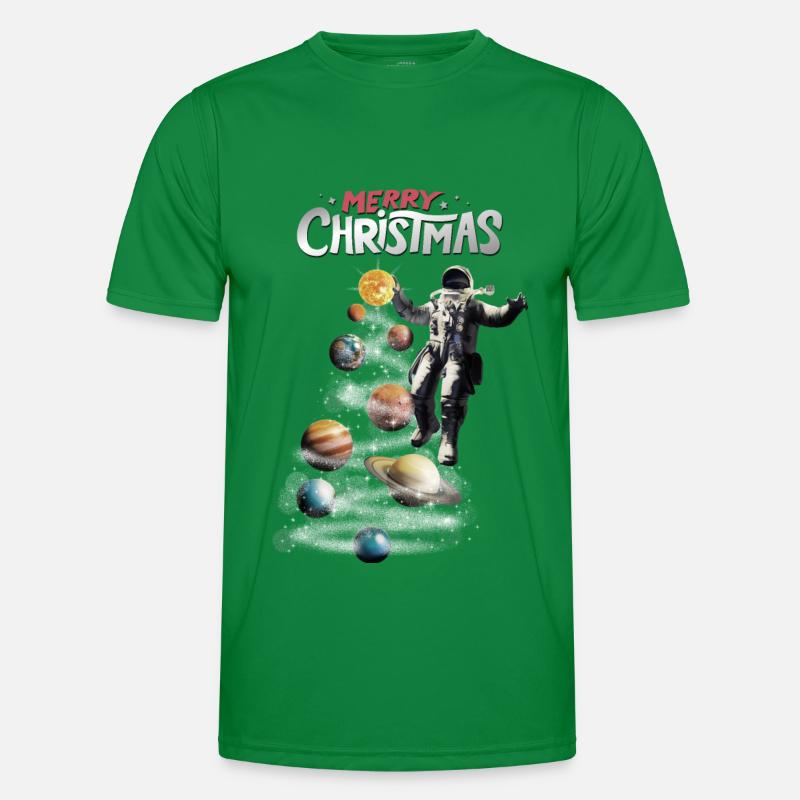 Christmas in Space Solar System Astronaut Men's Functional T-Shirt