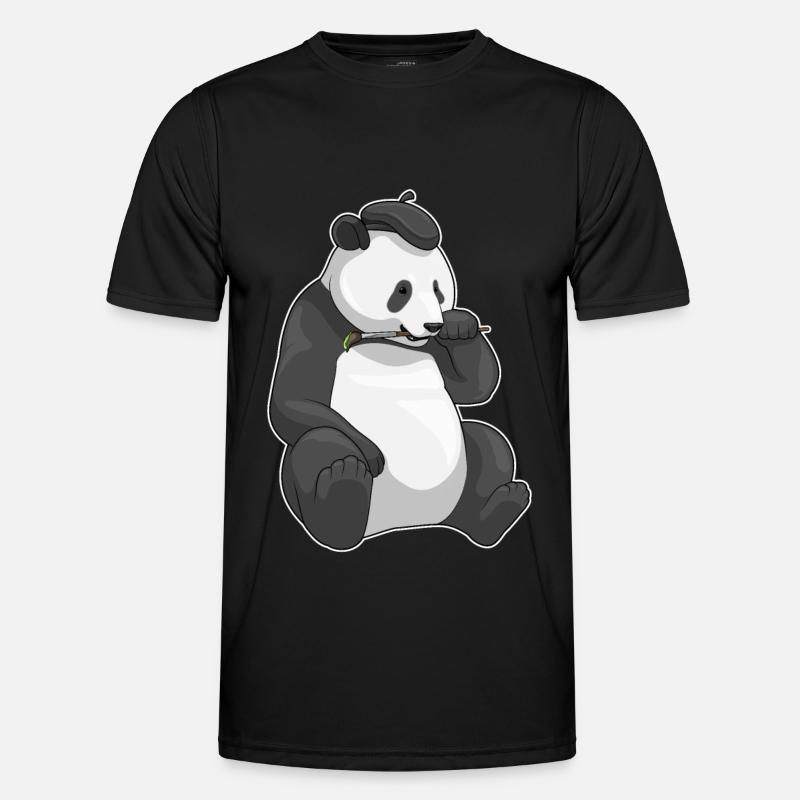 Panda Painter Brush - Men's Functional T-Shirt - black