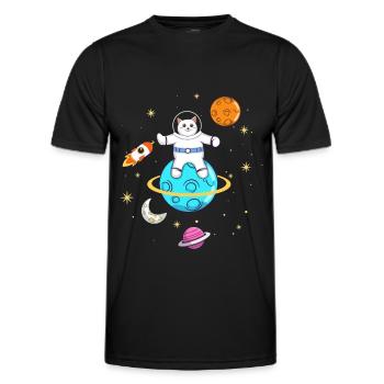 Astronaut Lovers Cat Owners - Men's Functional T-Shirt - black - Front - AI Model Male 178 dark (178cm)
