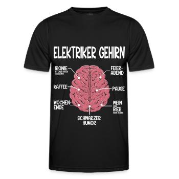 Elektriker Gehirn Spruch - Elektriker Geschenkidee - Männer Funktions-T-Shirt - Schwarz - Vorne - AI Model Male 178 dark (178cm)