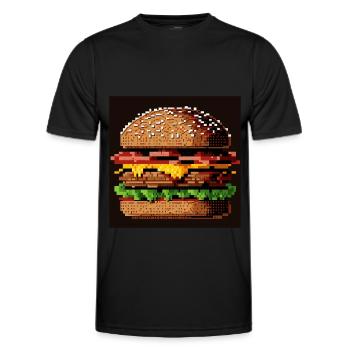 8-Bit Burger, Pixel Art - Men's Functional T-Shirt - black - Front - AI Model Male 178 dark (178cm)