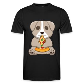 Dog Lovers Puppy Dog Owner Pizza - Men's Functional T-Shirt - black - Front - AI Model Male 178 dark (178cm)
