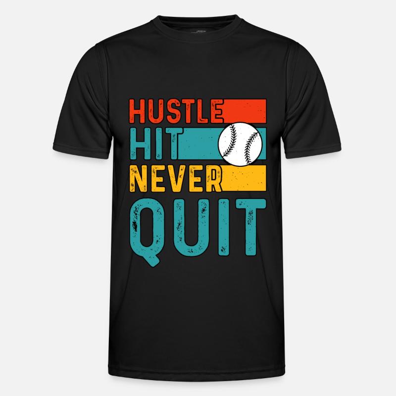 Hustle Hit Never Quit Baseball T-shirt sport Homme
