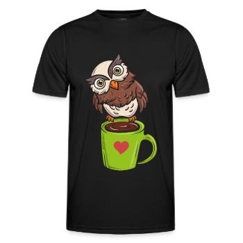 Eule Nachtvogel Koffeinliebhaber - Männer Funktions-T-Shirt - Schwarz - Vorne - AI Model Male 178 dark (178cm)
