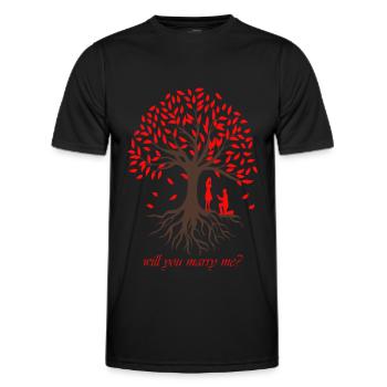 Demande en mariage Arbre de vie amoureuse - T-shirt sport Homme - noir - Devant - AI Model Male 178 dark (178cm)