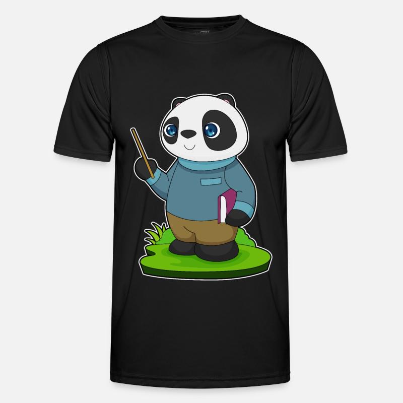 Panda Teacher Pointer - Men's Functional T-Shirt - black