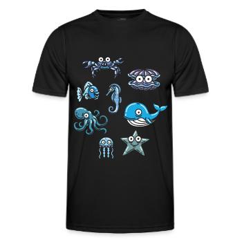 Aquatic animal ocean life marine animal - Men's Functional T-Shirt - black - Front - AI Model Male 178 dark (178cm)