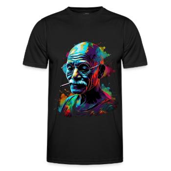 Lauréat du prix Nobel de la paix Mahatma Gandhi Gift - T-shirt sport Homme - noir - Devant - AI Model Male 178 dark (178cm)