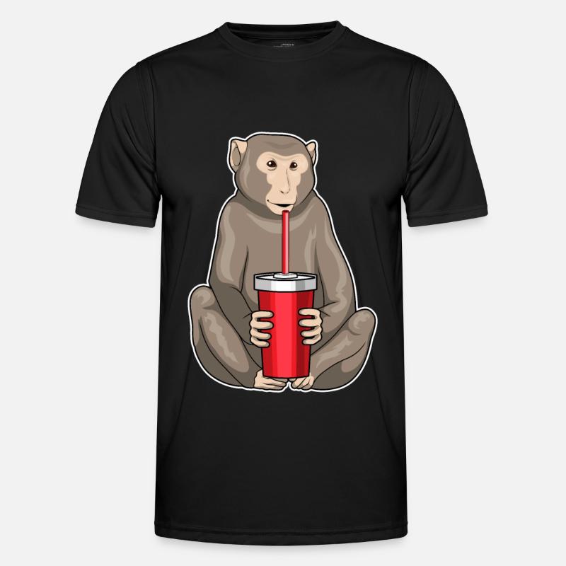 Monkey drinking cup - Men's Functional T-Shirt - black