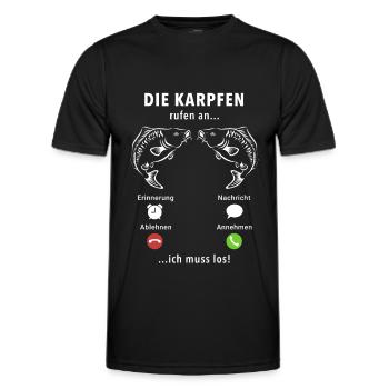 Die Karpfen rufen an - ich muss los - Spruch - Männer Funktions-T-Shirt - Schwarz - Vorne - AI Model Male 178 dark (178cm)