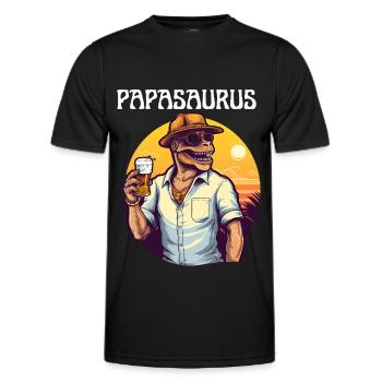 Retro Vintage Papasaurus Motiv mit Vater Dinosauri - Männer Funktions-T-Shirt - Schwarz - Vorne - AI Model Male 178 dark (178cm)