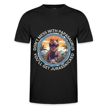Witziges Papa Papasaurus Dino Dinosaurier Geschenk - Männer Funktions-T-Shirt - Schwarz - Vorne - AI Model Male 178 dark (178cm)