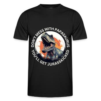 Witziges Papa Papasaurus Dino Dinosaurier Geschenk - Männer Funktions-T-Shirt - Schwarz - Vorne - AI Model Male 178 dark (178cm)