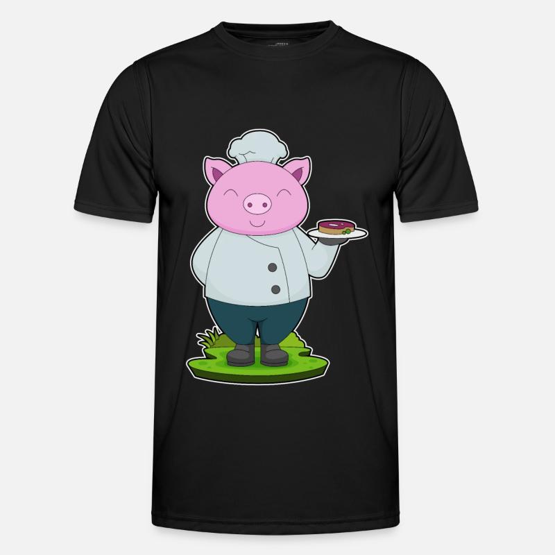 Schwein Koch Fleisch - Männer Funktions-T-Shirt - Schwarz