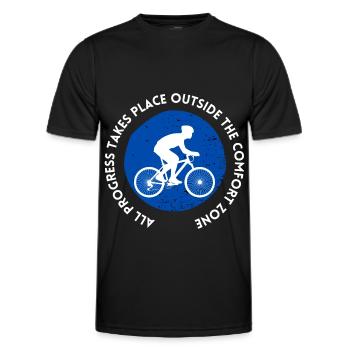 MTB Road Bike Cyclist Leave your comfort zone - Men's Functional T-Shirt - black - Front - AI Model Male 178 dark (178cm)