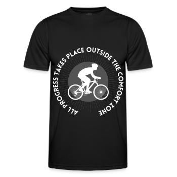 MTB Road Bike Cyclist Leave your comfort zone - Men's Functional T-Shirt - black - Front - AI Model Male 178 dark (178cm)