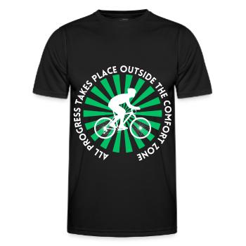 MTB Road Bike Cyclist Leave your comfort zone - Men's Functional T-Shirt - black - Front - AI Model Male 178 dark (178cm)