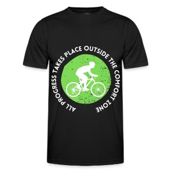 MTB Road Bike Cyclist Leave your comfort zone - Men's Functional T-Shirt - black - Front - AI Model Male 178 dark (178cm)