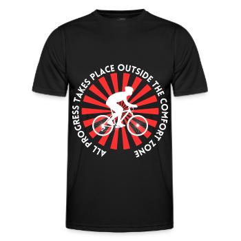 MTB Road Bike Cyclist Leave your comfort zone - Men's Functional T-Shirt - black - Front - AI Model Male 178 dark (178cm)
