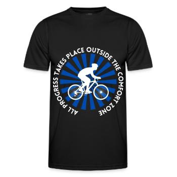 MTB Road Bike Cyclist Leave your comfort zone - Men's Functional T-Shirt - black - Front - AI Model Male 178 dark (178cm)