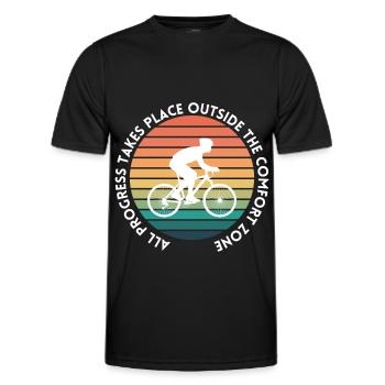 MTB Road Bike Cyclist Leave your comfort zone - Men's Functional T-Shirt - black - Front - AI Model Male 178 dark (178cm)