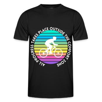 MTB Road Bike Cyclist Leave your comfort zone - Men's Functional T-Shirt - black - Front - AI Model Male 178 dark (178cm)