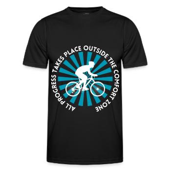 MTB Road Bike Cyclist Leave your comfort zone - Men's Functional T-Shirt - black - Front - AI Model Male 178 dark (178cm)