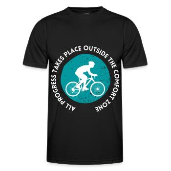 MTB Road Bike Cyclist Leave your comfort zone - Men's Functional T-Shirt - black - Front - AI Model Male 178 dark (178cm)