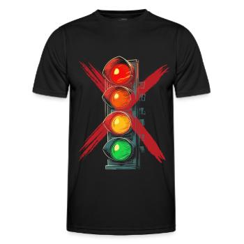 Feu de circulation Panneau d’interdiction gouvernementale - T-shirt sport Homme - noir - Devant - AI Model Male 178 dark (178cm)
