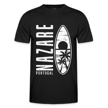 Nazare Surfboard Portugal - T-shirt sport Homme - noir - Devant - AI Model Male 178 dark (178cm)